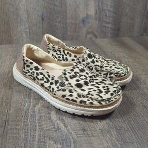 Hey Dude Women's Size 7 Lena Leopard Angora Washable Espadrille Comfort Loafer